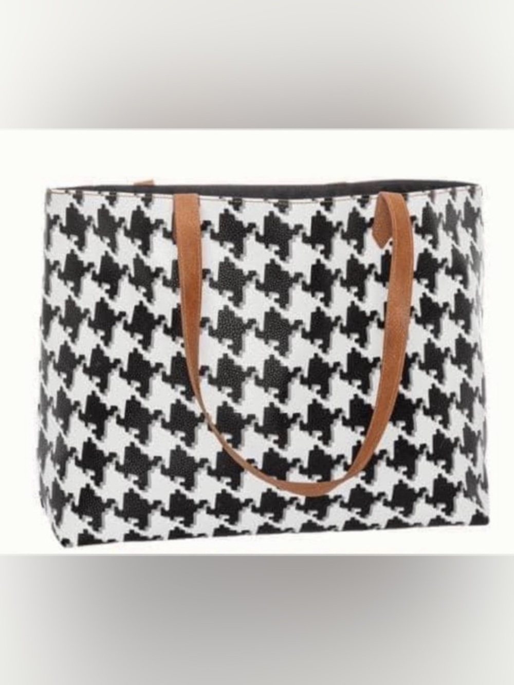 NEW Thirty-One Modern Tote Black & White Houndstooth Bag Purse